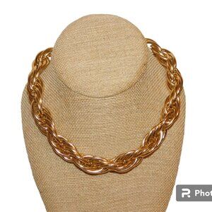 Made In France For Crown Trifari Choker Chain Necklace Vintage Gold Tone